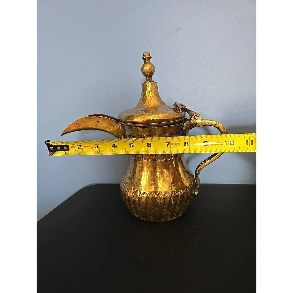 Antique Brass Middle Eastern Dallah Coffee Tea Pot Turkish Arabic‎ 10